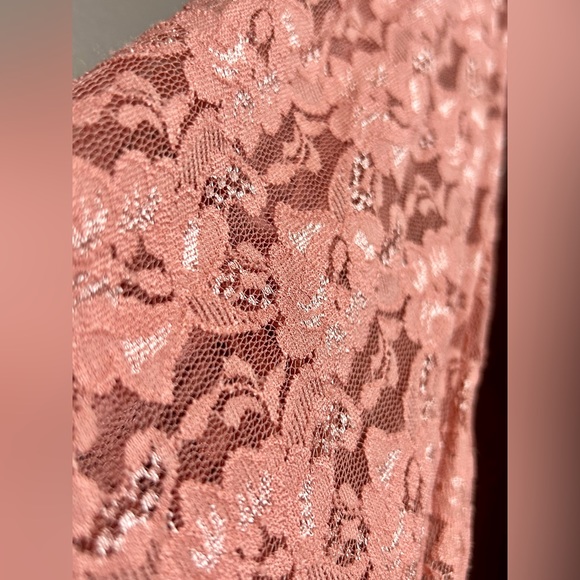 Bell Sleeve Shirt Lace Back Dressy Top with Mesh Back - Picture 5 of 6